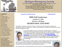 Tablet Screenshot of michiganhemingwaysociety.org